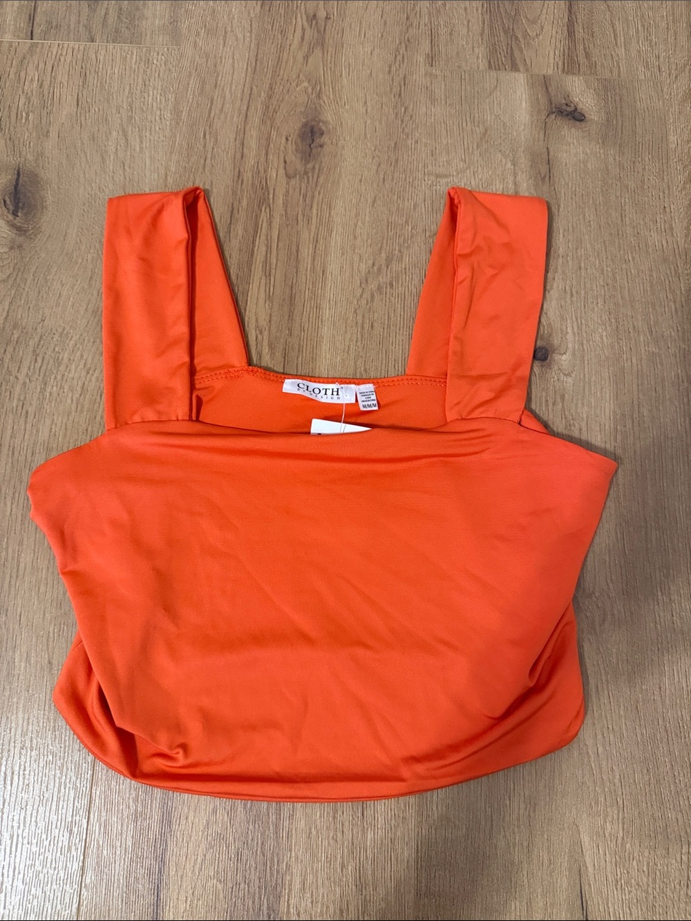 Orange Square-Neck Crop Top